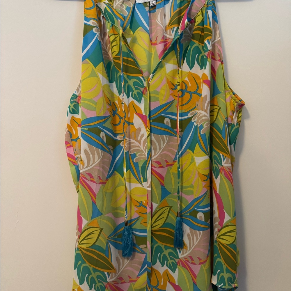 Rose & Olive tropical sleeveless top